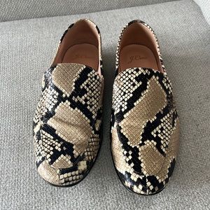 J. Crew Cecile Snakeskin Leather Loafers, Size 9.